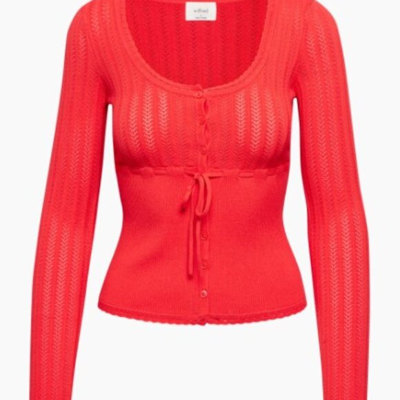 Aritzia Wilfred Red Soloist Long Sleeve Cardigan - Picture 6 of 7
